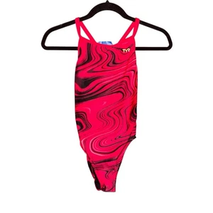 TYR Diamondfit Badeanzug 30 rot Swirl 1-teilig Training Wettkampf Wasser Pool - Bild 1 von 10