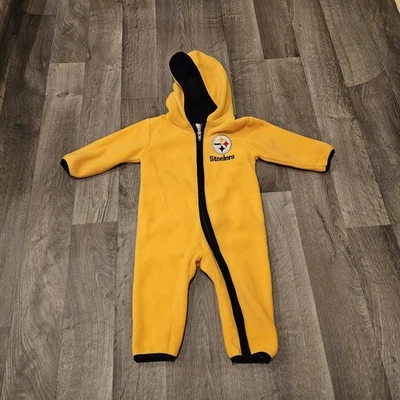 Pittsburgh Steelers Infant 12 months Fleece Zipup Coverall One Piece Bunting - Image 1 of 4