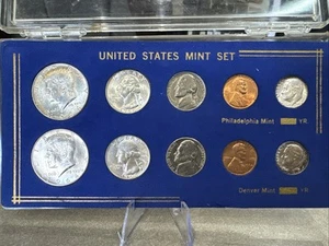 1964 U.S 10 Coin Set-Silver.10.25.50 Cents Encased Some Nice Toned Nickels - Picture 1 of 3