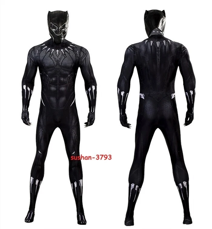 Marvel Pantera Negra Adulto Zentai Disfraz Disfraz Mono Body Halloween Foto 1 de 4
