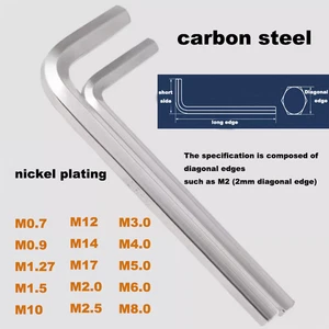Llave hexagonal M0.7-M17 acero al carbono de alta resistencia niquelado en forma de L - Imagen 1 de 31