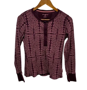 Eddie Bauer Shirt Womens Medium Purple Pink Long Sleeve Henley Leaf Thermal Top - Picture 1 of 4