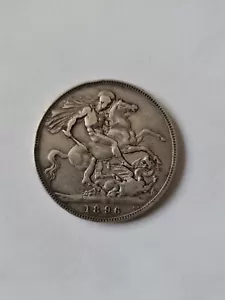 1896 QUEEN VICTORIA OLD HEAD SILVER .925 CROWN - Picture 1 of 4