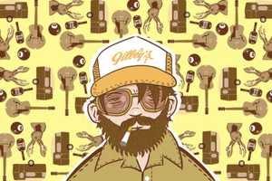 Truckin' Man by Tom Vadakan Urban Tattoo Fine Art Print Retro Deer Hunter - Picture 1 of 1