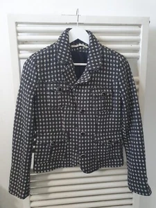 TOMMY HILFIGER Checked Black Grey Vintage Wool Jacket Small Vgc - Picture 1 of 12