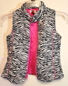 LEI Girl's Zebra Print Pink Lined Zippered Puff Vest Size L (10/12) - Picture 1 of 4