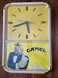 Vintage Joe Camel Cigarette Wall Clock Works Advertising 1991 RJ Reynolds Yellow - Picture 1 of 15