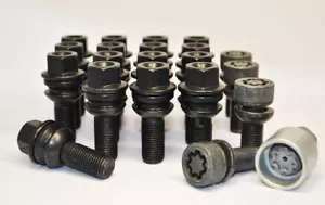 20 x M14 x 1.5, Radius Seat Wheel Bolts Including EVO Lockers (Black) - Picture 1 of 3