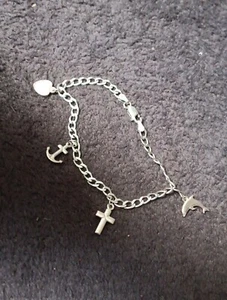 925 Silver Charm Bracelet Made In Italy 5.5grams 18cm 7" Inches - Picture 1 of 10