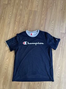 Champion Herren großes Wendbarnetz-T-Shirt doppelt trockene Feuchtigkeit marineblau grau - Bild 1 von 2