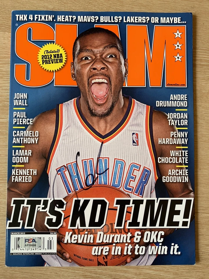 KEVIN DURANT SIGNED SLAM MAGAZINE MARCH 2012 MVP KD AUTOGRAPH PSA COA - Image 1 of 1