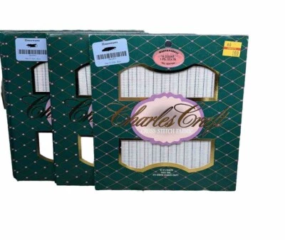 Lot of 5 Charles Craft Cross Stitch Waste Fabric 14 Count  All Cotton 12” x 18” - Image 1 of 4