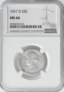 1937 D Washington 25C NGC MS 66 - Picture 1 of 2