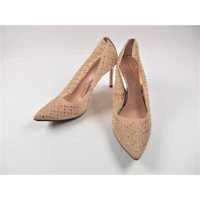 JLO Erregina 女式水晶高跟鞋全新带盒凉鞋 ~ Bisque/Gold ~ 高跟鞋 6.5 码 — 第 1/4 张图片