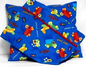 Airplanes Toddler Pillow & Pillowcase set on Blue Flannel #AP7 New Handmade