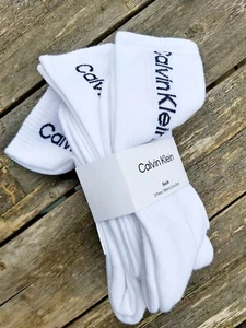 3 PAIRS CALVIN KLEIN Mens WHITE Cushioned Crew SPORTS Socks 6.5-11 , 40-46 CK12 - Picture 1 of 7