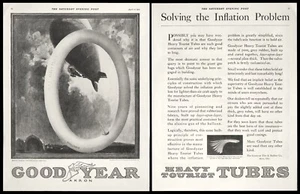 1919 Goodyear Reifen & Gummi schwere Schläuche Antenne Blimp Ballon 2-seitig Vintage DRUCKANZEIGE - Bild 1 von 3