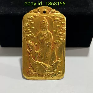 2.6″ Brass copper carve dragon phoenix kwan yin gilt gold guanyin Pendant amulet - Imagen 1 de 6