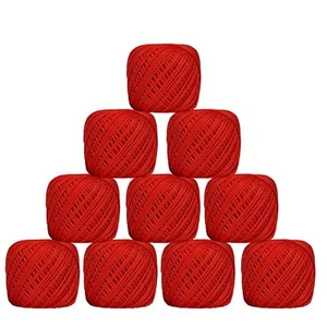 Crochet Thread Set 10Ball Cotton Thread Yarn for Knitting Craft Red 20gm Ball - Picture 1 of 4