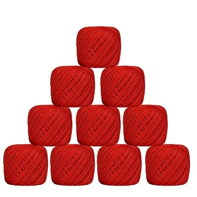 Crochet Thread Set 10Ball Cotton Thread Yarn for Knitting Craft Red 20gm Ball - Image 1 of 4