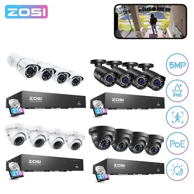 ZOSI 4K 8CH NVR PoE Network Security Camera System IR Night Vision Outdoor 2TB