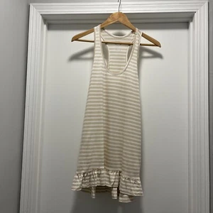 Express Tank Mini Dress Tunic Top Striped White and Gold S Small Summer - Picture 1 of 9