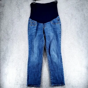 Indigo Blue Maternity Jeans Womens L PL Bootcut Wash Blue Denim Pull On - Picture 1 of 21