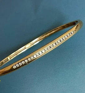 1Ct Round Cut Lab Created Diamond Pretty Bangle Bracelet 14K Yellow Gold Plated - Picture 1 of 5
