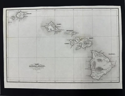 Mid 19th Century The HAWAIIAN ISLANDS MAP by E W BOUVE Hawaii Antique Original - Image 1 of 4