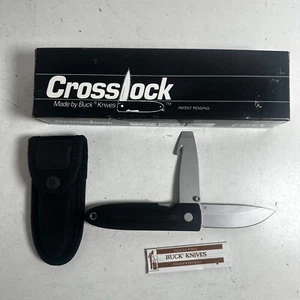 Vintage Buck Crosslock Deputy 2 Stainless Steel Pocket Folding Knife with Case - Picture 1 of 13