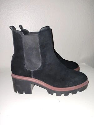 Antonio de Faria Black Suede Leather Chelsea Platform Boots Women’s size 9 WORN - Image 1 of 4