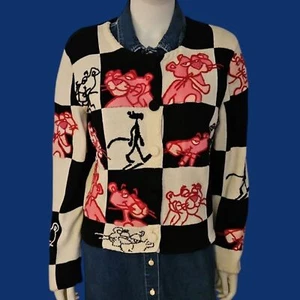 MICHAEL SIMON Limited Edition 1999 Pink Panther Beaded Patchwork Sweater - Picture 1 of 16