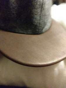 Vintage Banana Republic Hat Cap Adjustable Wool Leather Bill GRAY/BROWN USA - Picture 1 of 8
