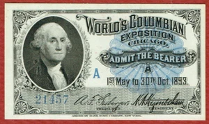 1893 EXPOSICIÓN COLOMBIANA RETRATO WASHINGTON CON BOLETO SOBREIMPRESO ""A"" CH CU - Imagen 1 de 2