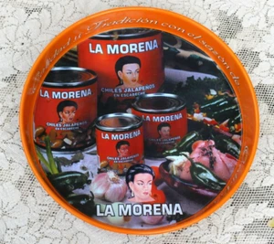 Vintage La Morena Chiles Jalapenos Metal Tray 13" Quality and Tradition - Picture 1 of 9