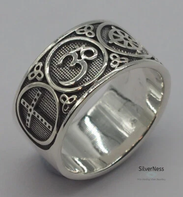 SilverNess Men's Jewellery 6 Symbols Spiritual Ring: 925 Sterling Silver - Image 1 of 4