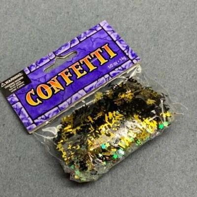 Feliz Halloween Confeti Dorado Negro Plata Estrellas Foto 1 de 3