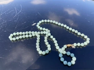 Vintage 1960s Les Bernard Aventurine Jade Glass Necklace 30” Hand Knotted - Picture 1 of 3