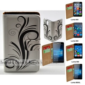 Funda tipo billetera con estampado de tema de remolino negro para teléfono móvil serie HMD - - Imagen 1 de 3