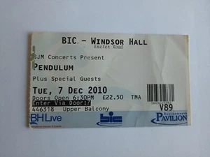 Pendulum Bournemouth Pavilion Gig Concert Used Ticket 2010 - Imagen 1 de 2