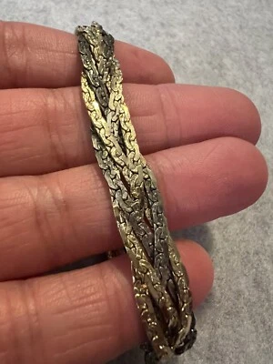 Pulsera Diseño Premier Tres Tonos Cadena Plana Trenzada Vintage Años 80 Foto 1 de 4