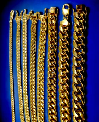 14K Yellow Gold Miami Cuban Necklace Bracelet Chain Real Gold 3mm-15mm 7"-30" - Image 1 of 4