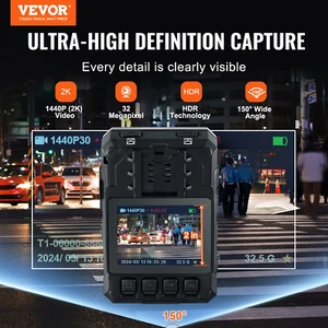 1440P HD Police Body Camera - 128GB, Video & Audio Recording, 3500 mAh Battery - Picture 1 of 10