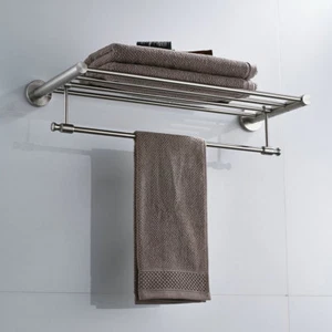 Bath Towel Racks Multi Row Brushed Nickel Stainless Steel Wall Mount Accessories - Picture 1 of 10