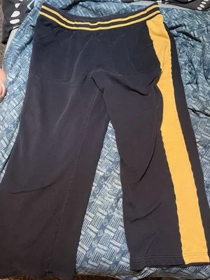 Calça de moletom vintage náutica tamanho 2xl XXL azul marinho e amarelo - Imagem 1 de 4