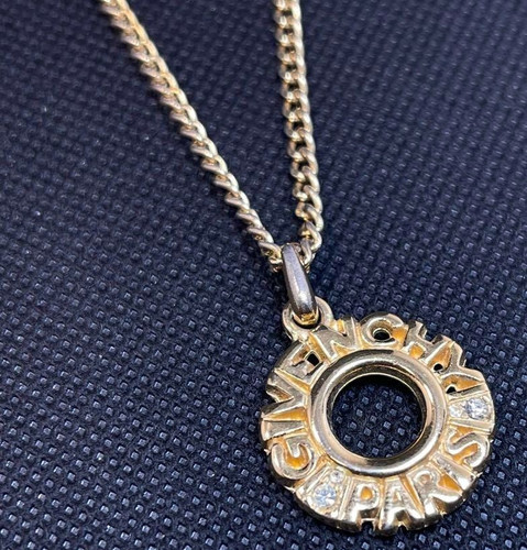 GIVENCHY Collana Motivo Cerchio Ciondolo Colore Oro Logo Strass dal Giappone