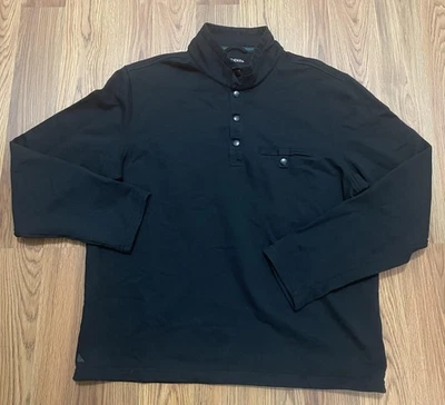 UNTUCKit Henley Shirt Mens XL Parkson Mock Neck Snap Pullover Super Soft Black - Image 1 of 4