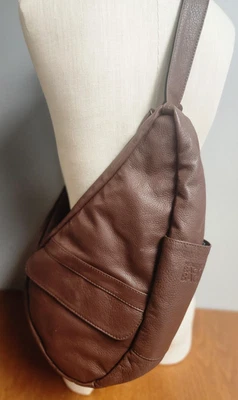 AmeriBag Bolso Espalda Saludable Cuero Marrón Mediano RFID Viaje Bandolera Cartera Foto 1 de 4