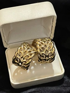Vintage Givenchy Gold Halb Creolen Clip On Ohrringe - Bild 1 von 6