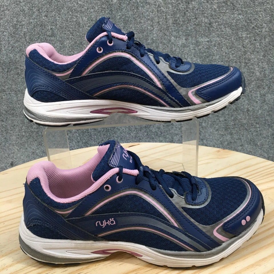 Ryka Zapatos Mujer 7 M Sky Walk Tenis Atléticos Cuero Púrpura Con Cordones Parte Superior Baja Foto 1 de 4